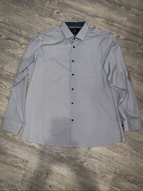 Men's Slim Dress Shirt in Light Blue Micro-Pattern